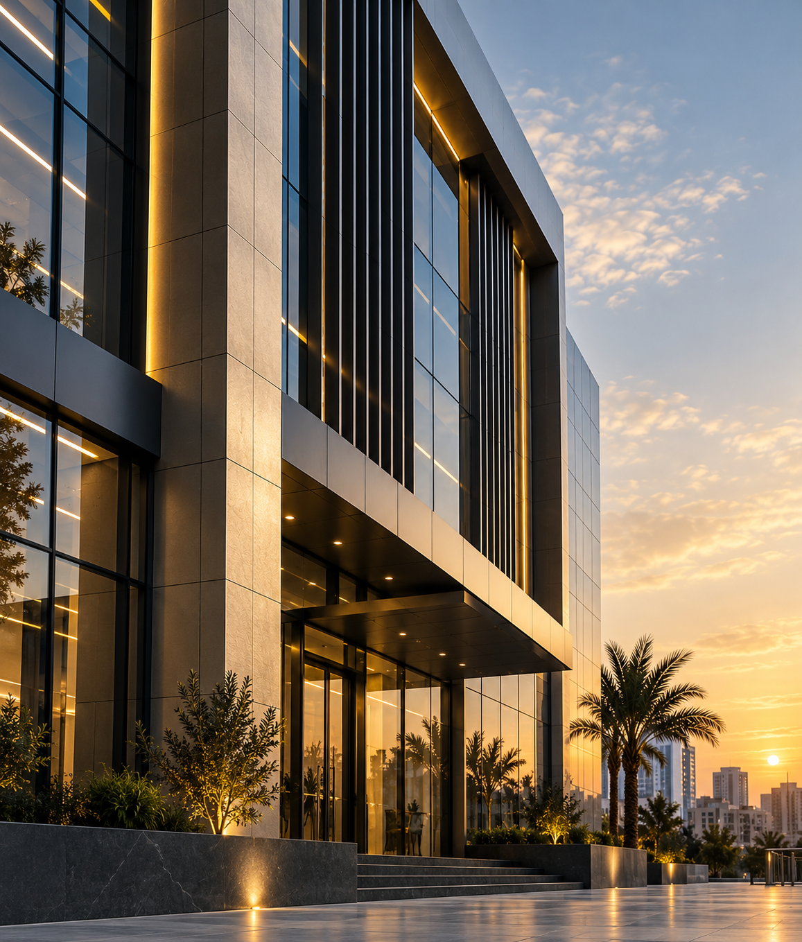 Cladding panels installed across a building elevation